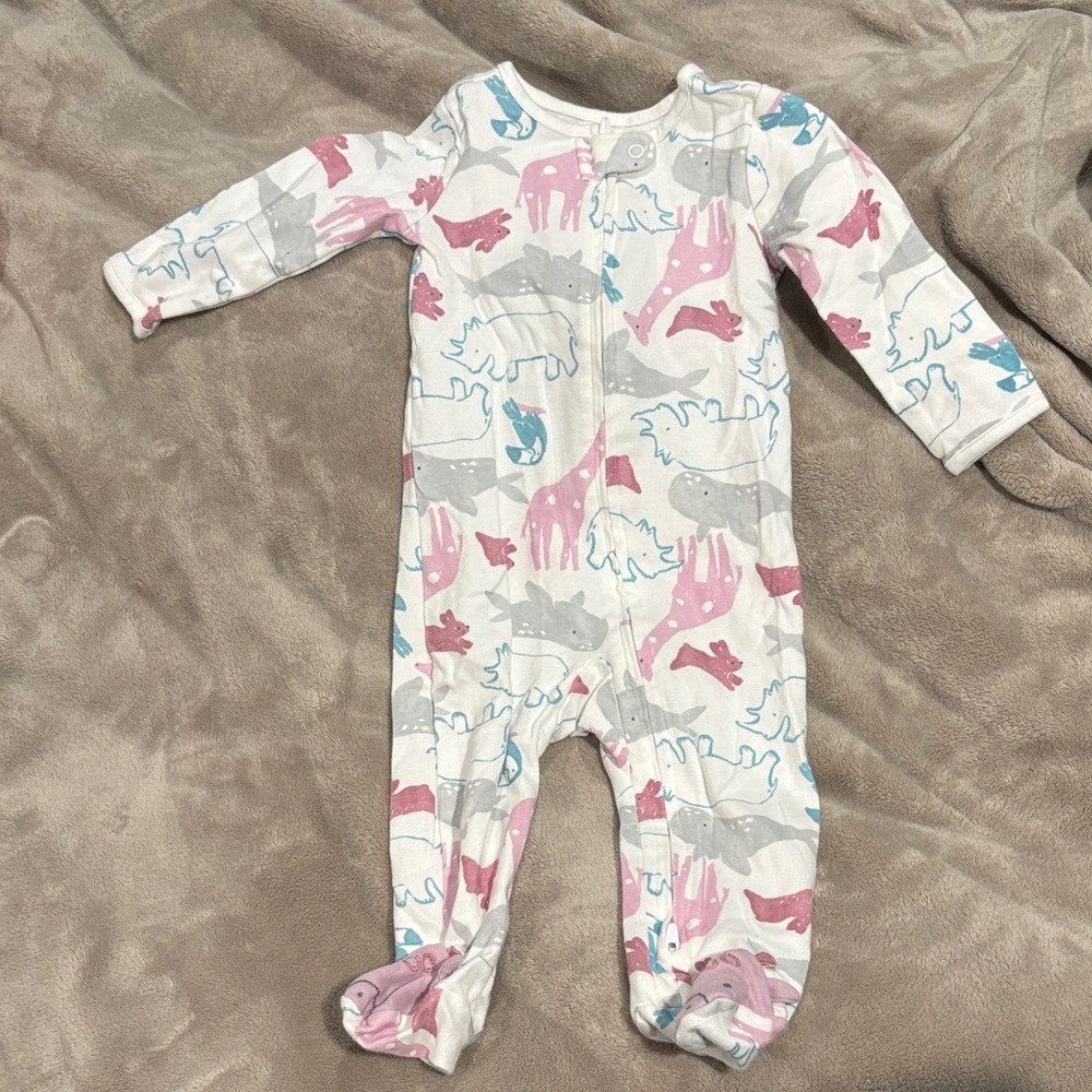 Carter's Pink and Blue Safari Animal Print Footie